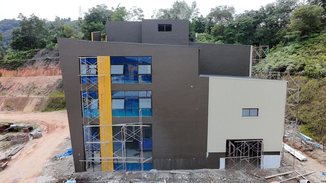 Three-storey show unit façade under construction