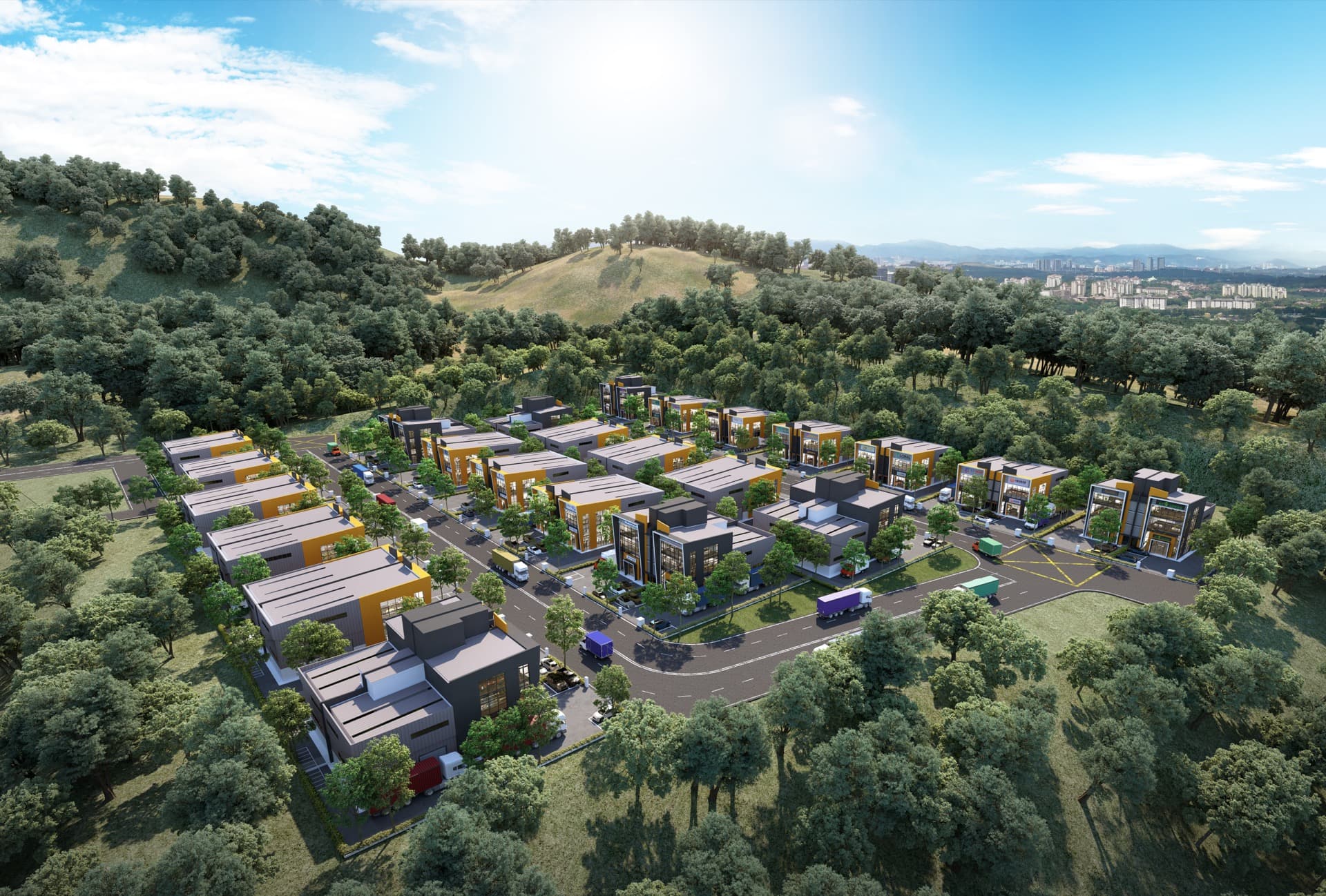 Aerial view of Hub 8 Industrial Park